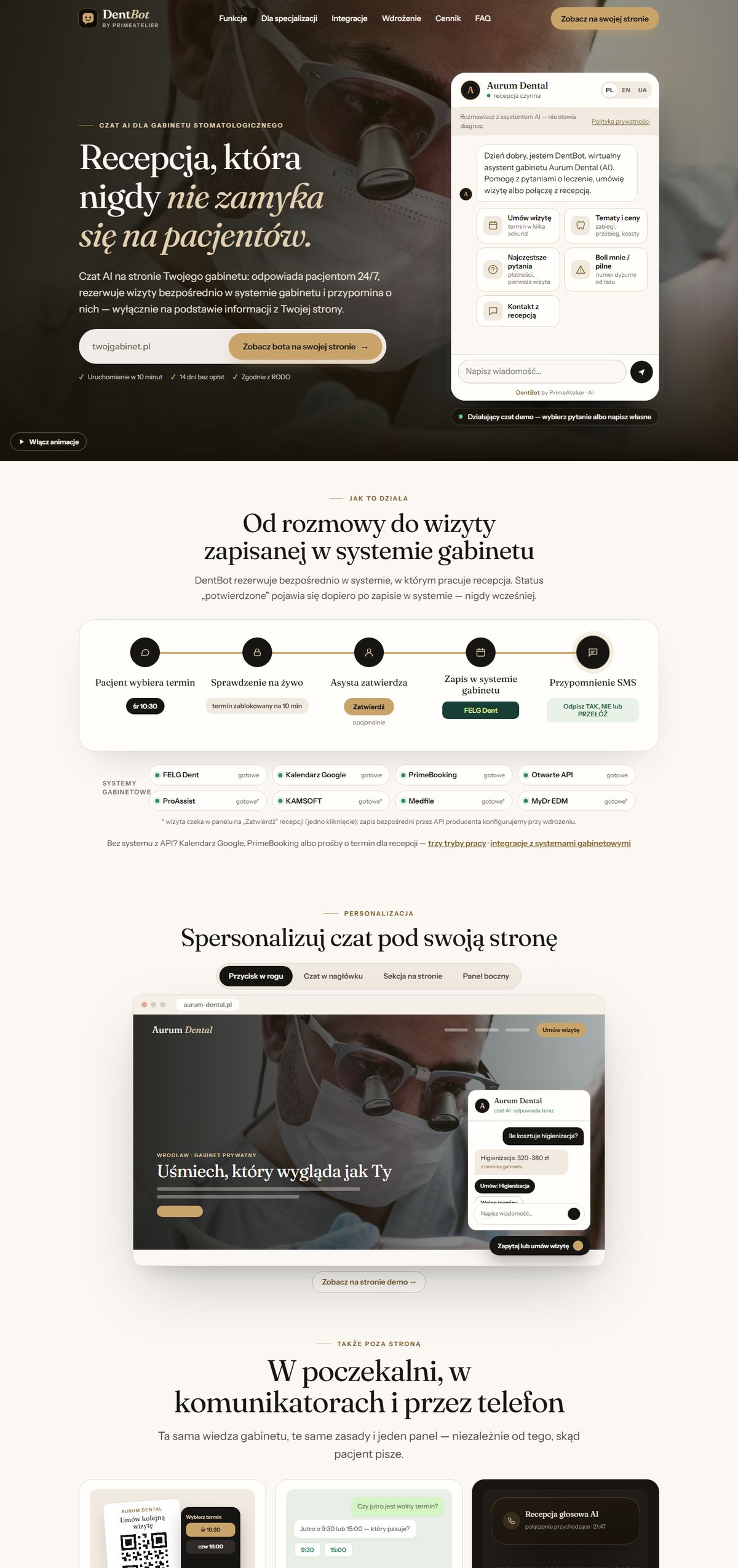 DentBot — pierwszy ekran serwisu dentbot.pl