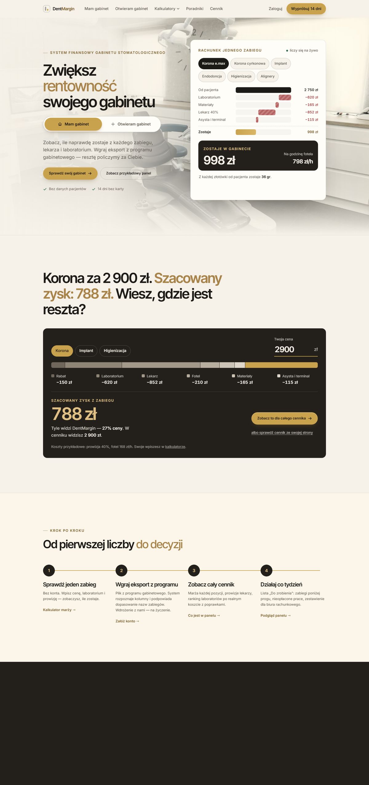 DentMargin — pierwszy ekran serwisu dentmargin.pl