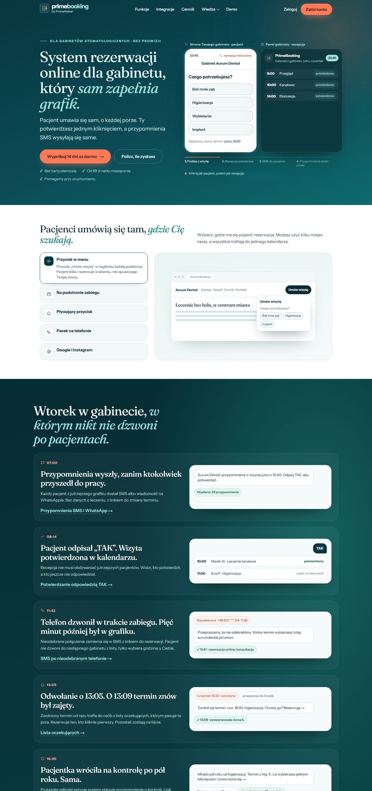 PrimeBooking — pierwszy ekran serwisu primebooking.pl